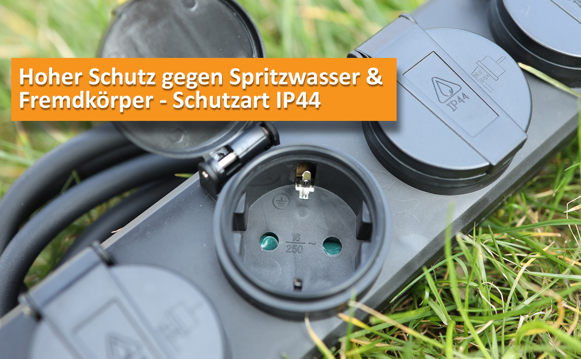Gartensteckdosenleiste für Außen, IP44 4-fach 10mtr Zuleitung X - Bild 3