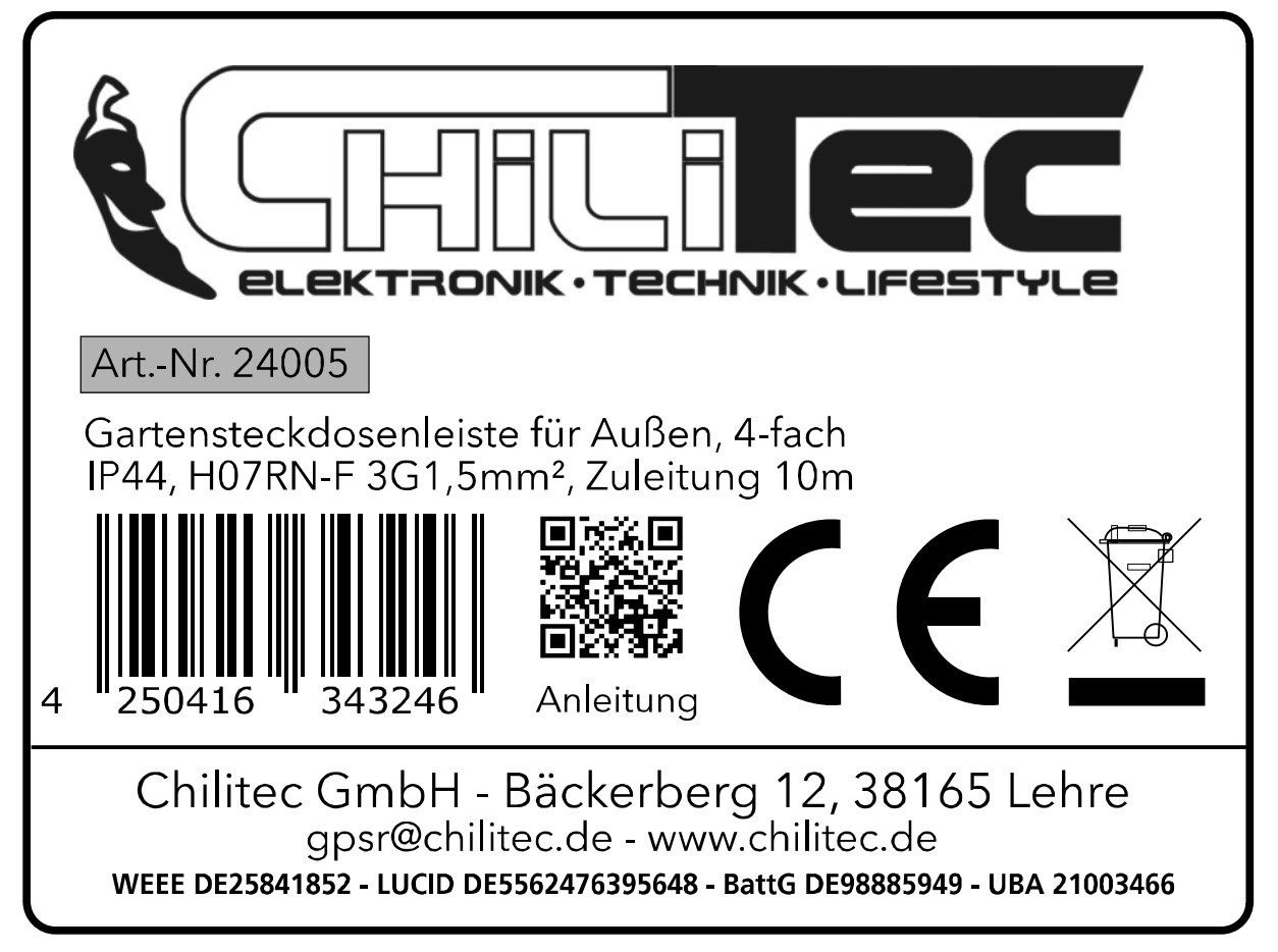 Gartensteckdosenleiste für Außen, IP44 4-fach 10mtr Zuleitung X - Bild 4