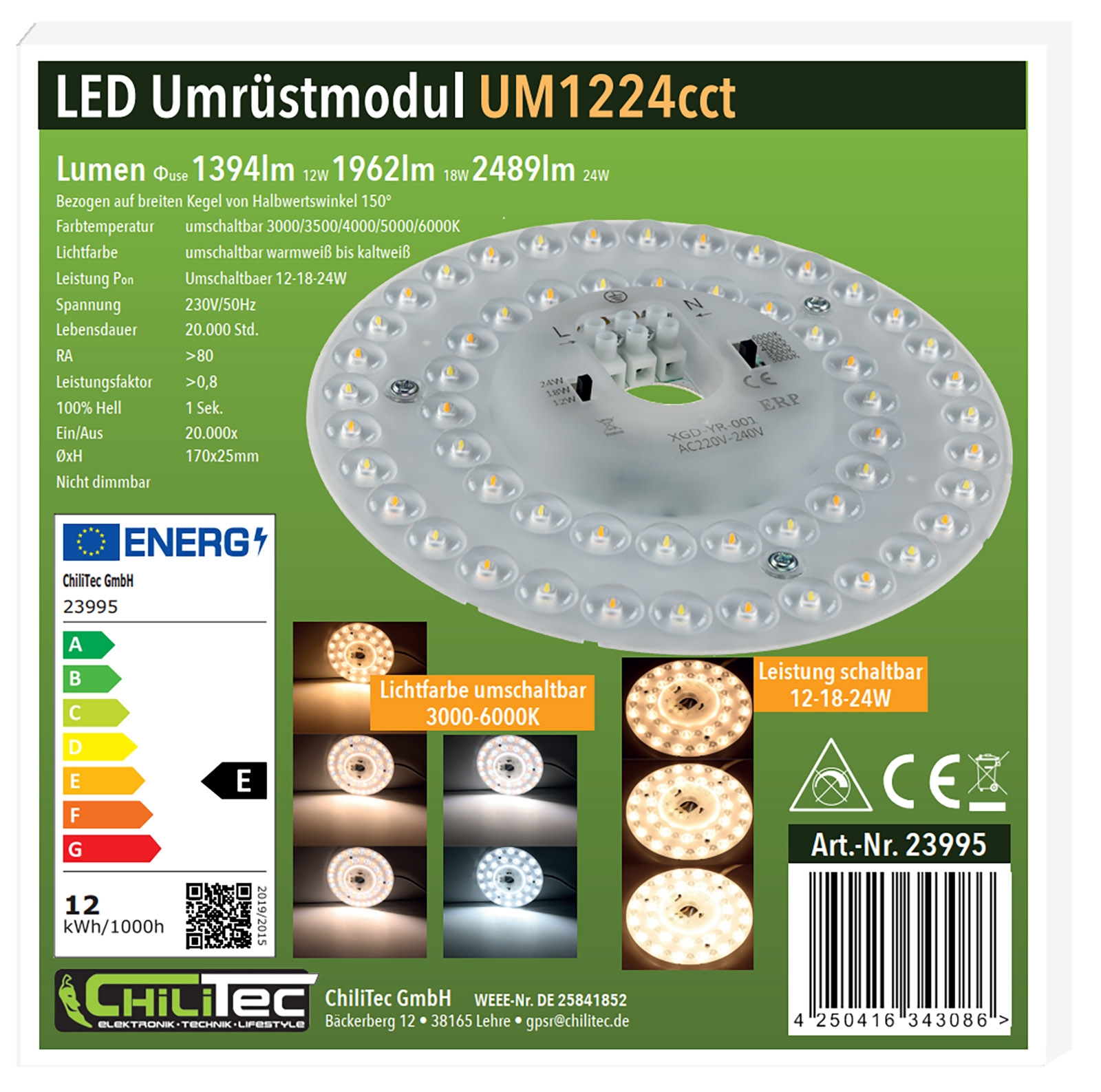 LED Umrüstmodul "UM1224cct" für Leuchten Ø 17cm, 12-18-24W, Magnethalter X - Bild 9