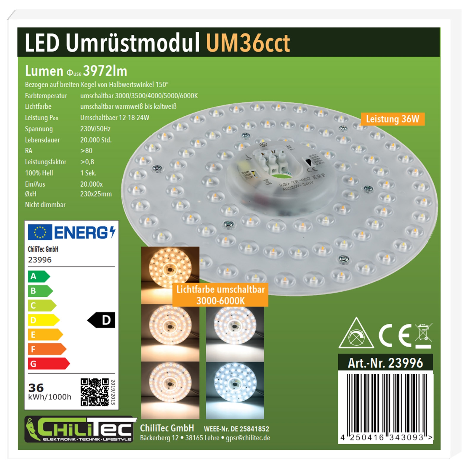 LED Umrüstmodul "UM36cct" für Leuchten Ø 23cm, 36W, Magnethalter X - Bild 8