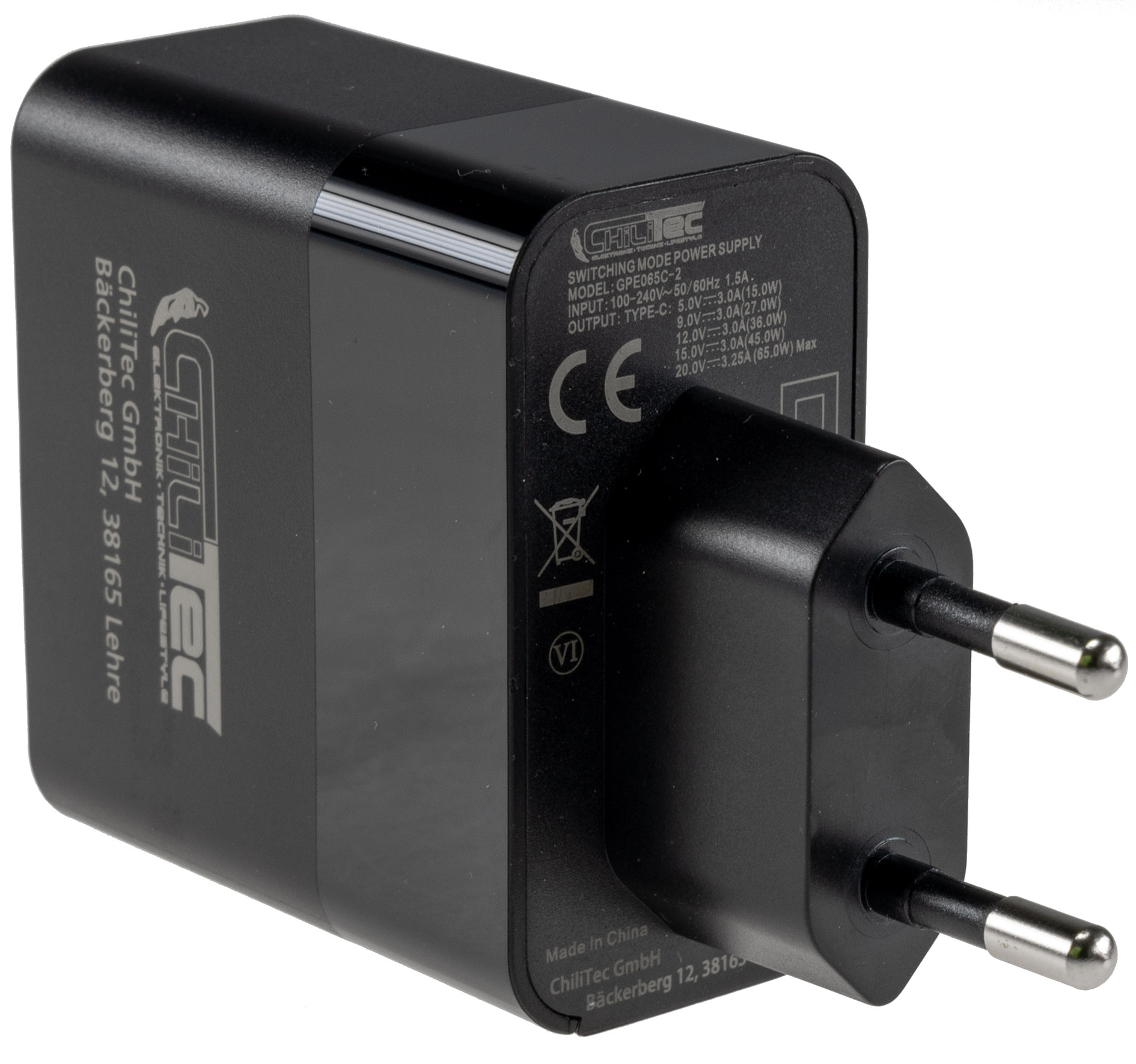 Stecker-Netzteil mit USB-C "CTN-PD65" In 100-240V~, Out 5,0V/9,0V/12,0V=, 65W X - Bild 2