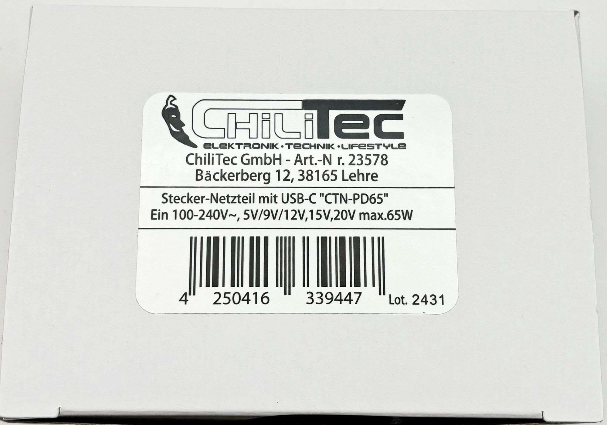 Stecker-Netzteil mit USB-C "CTN-PD65" In 100-240V~, Out 5,0V/9,0V/12,0V=, 65W X - Bild 3