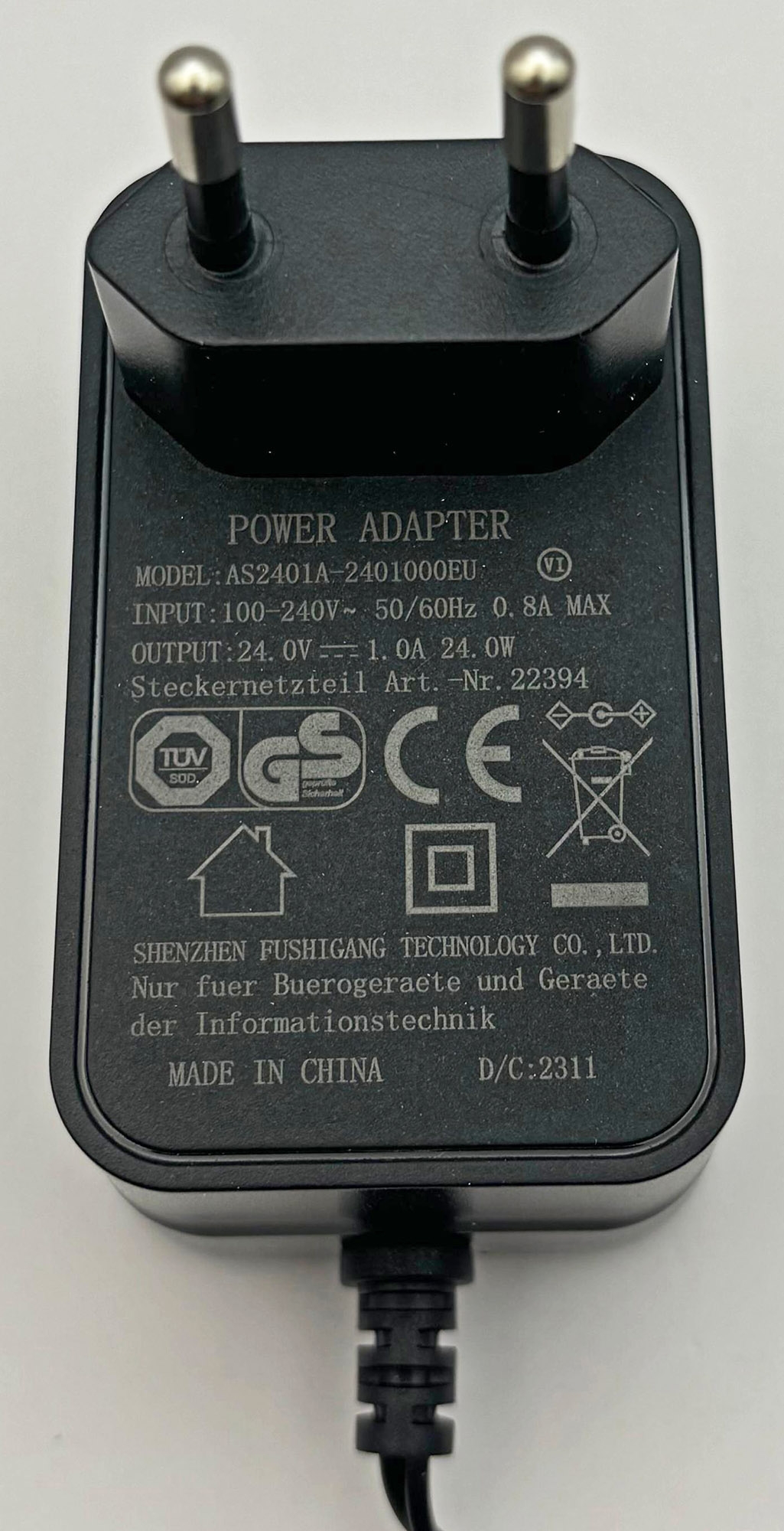 Stecker-Netzteil "CTN-2424n" 110-240V~ >24V=, 1000mA / 24W X - Bild 1