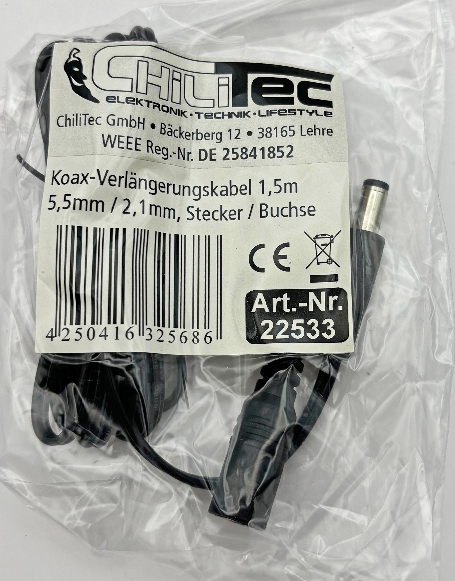 Verlängerungskabel für Netzteile 1,5m 5,5mm / 2,1mm, Stecker / Buchse X - Bild 2
