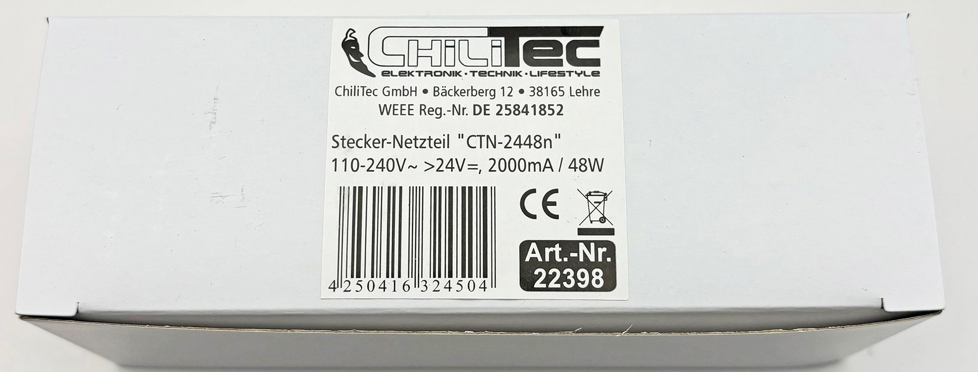 Stecker-Netzteil "CTN-2448n" 110-240V~ >24V=, 2000mA / 48W X - Bild 1