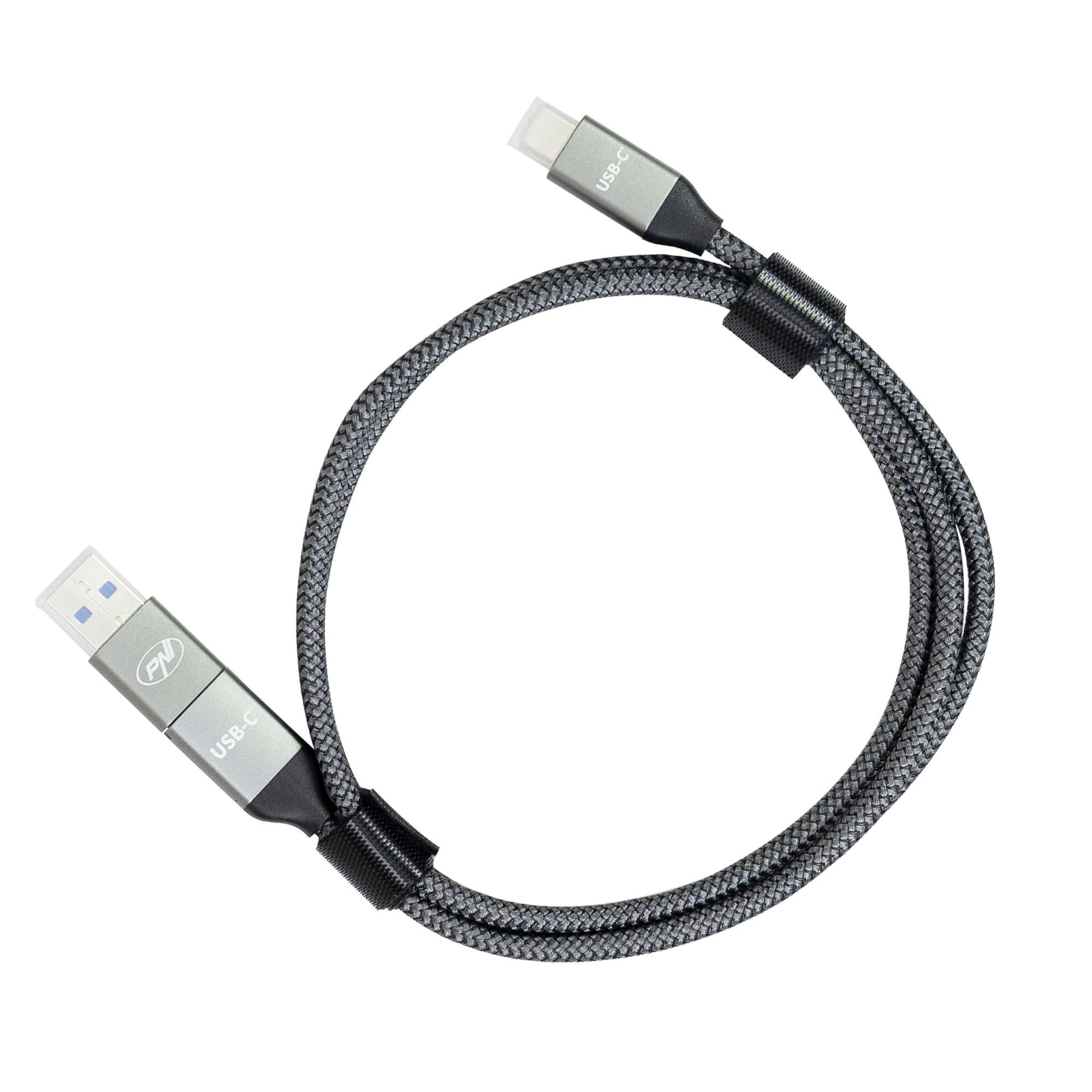 Lade-/ Datenkabel PNI CD600 USB Type-C auf Type-C 60W  + USB Type-C auf USB-A Adapter, Länge 1m - Bild 4