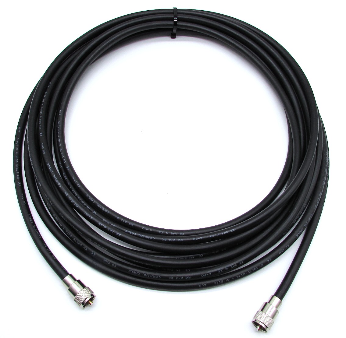 RG 213 BX 15m Koaxialkabel 9 mm schwarz mit angeschlossene PL Steckern 