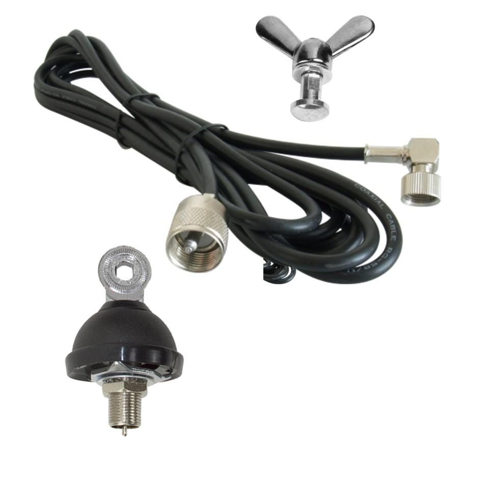DV Set 12 DV Fuß, Flügelschraube & DV Anschlußkabel mit angeschlossenem Winkelstecker & PL Stecker