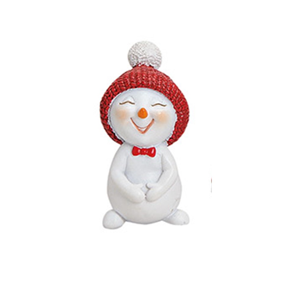 Schneemann aus Poly, 5 cm rot schmunzelt