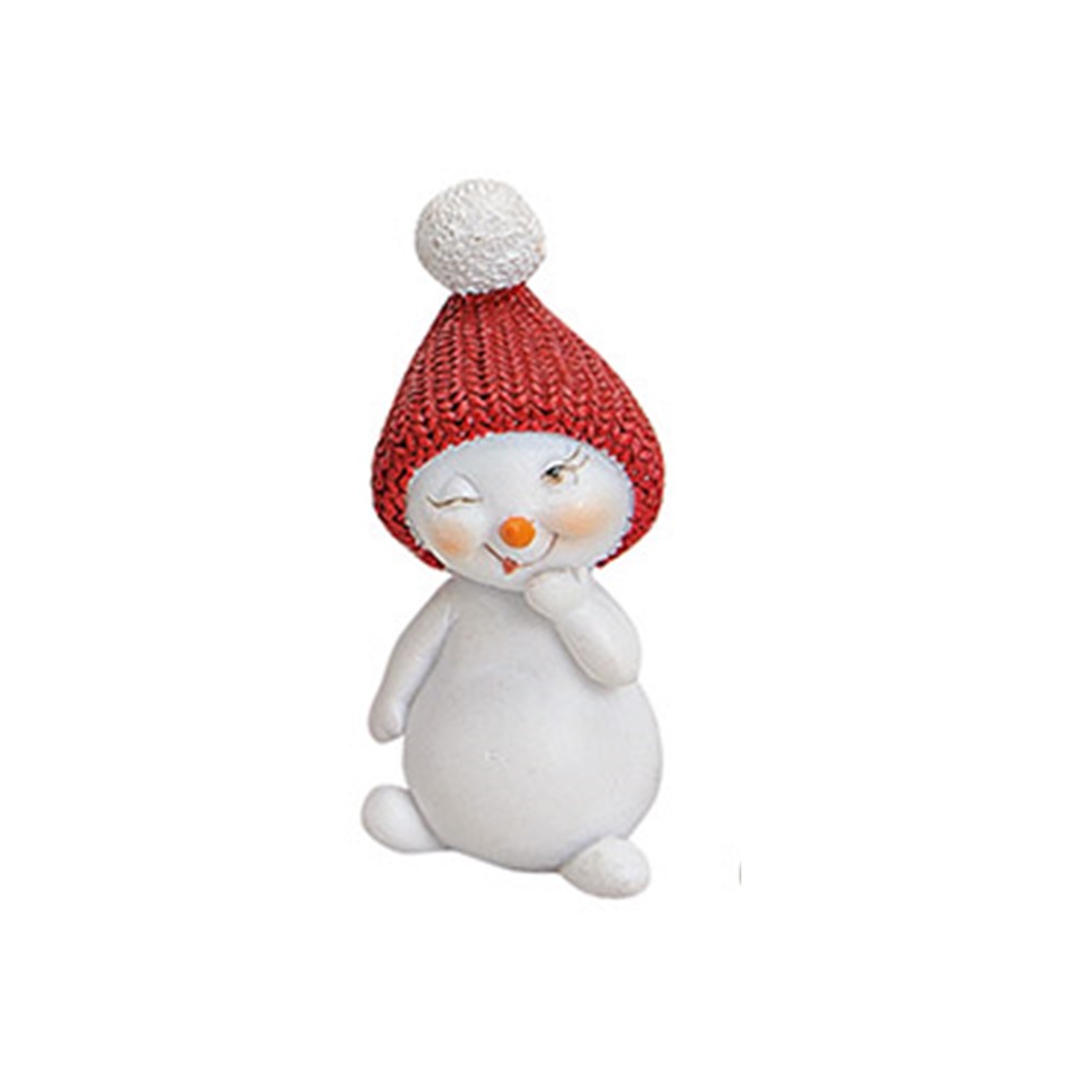 Schneemann aus Poly, 5 cm rot zwinkert