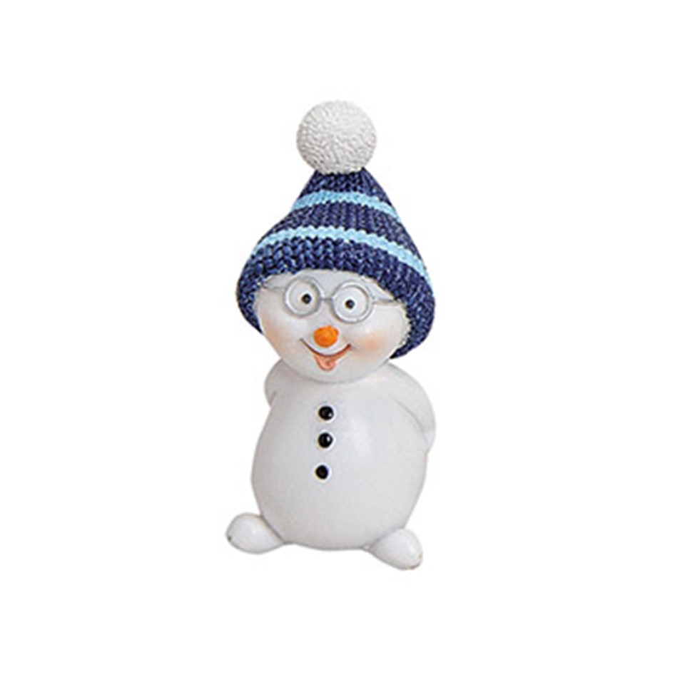 Schneemann aus Poly, 5 cm blau mit Brille