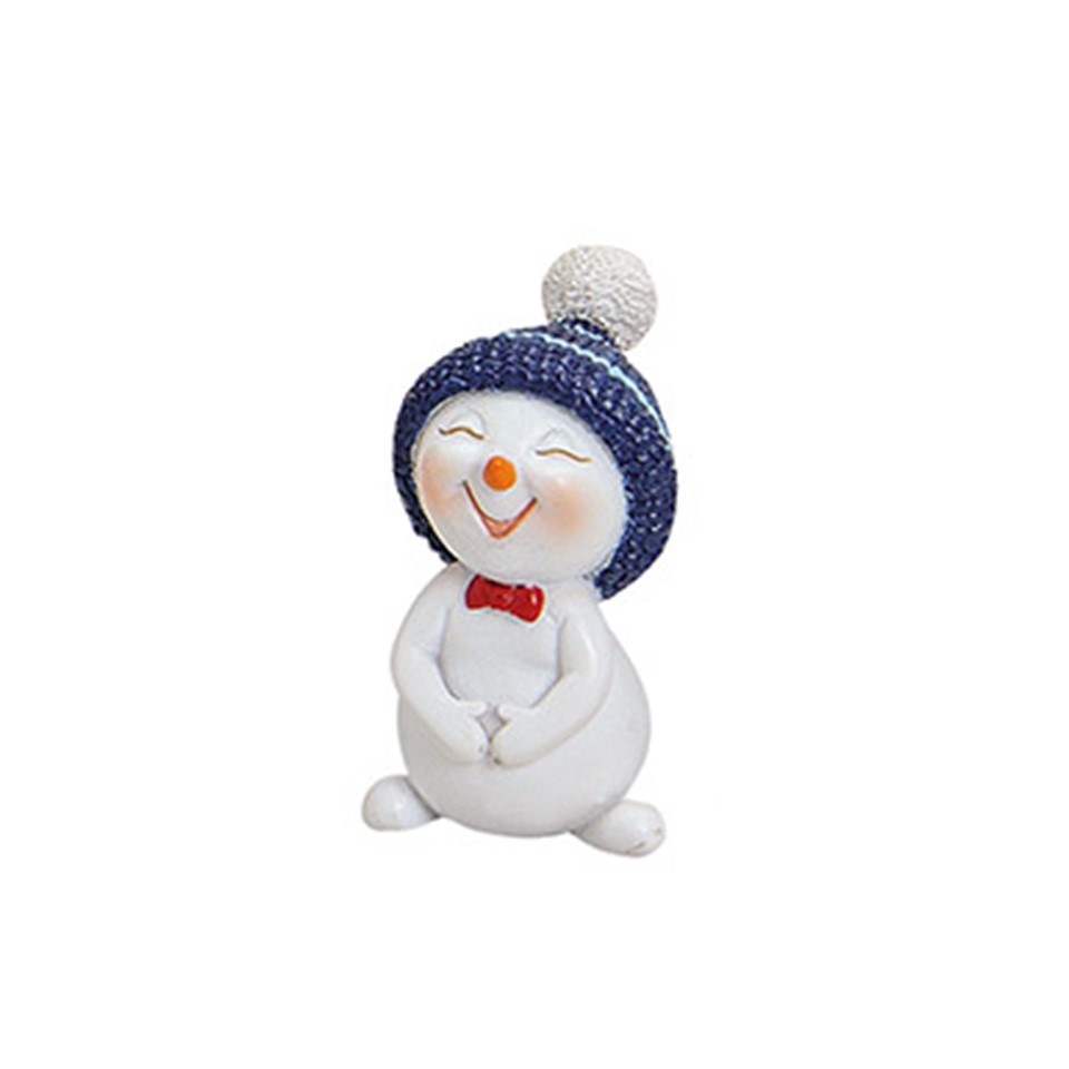 Schneemann aus Poly, 5 cm blau schmunzelt