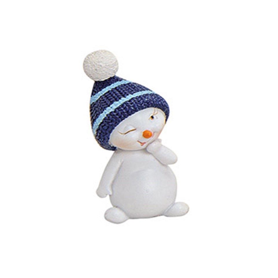 Schneemann aus Poly, 5 cm blau zwinkert