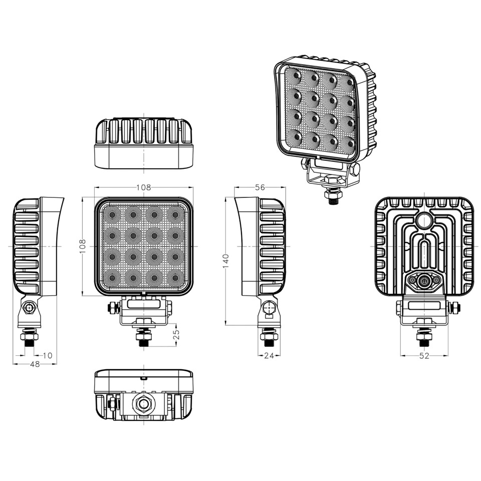 LED-Arbeitsscheinwerfer EINLICHT, 9-32V, 22W, 2800lm, R23 & R10, Flood-Version X - Bild 3