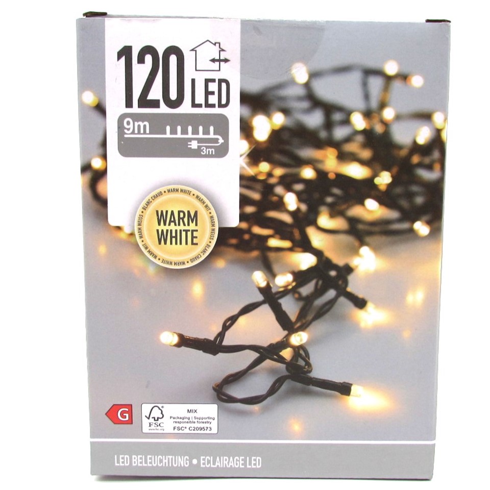 LED Lichterkette 230 Volt 120LED`s warmweiß