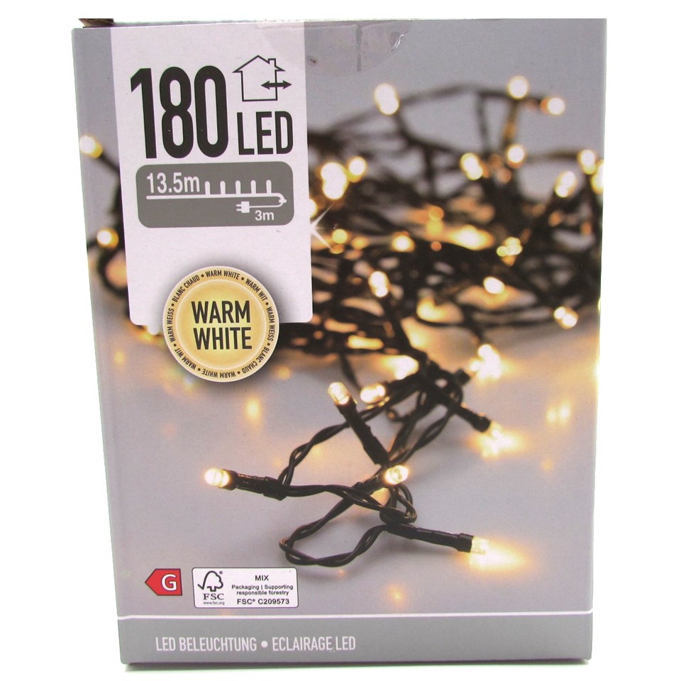 LED Lichterkette 230 Volt 180LED`s warmweiß