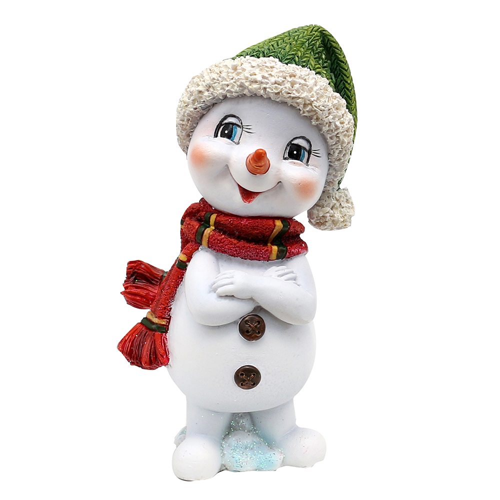 Schneekind mit Mütze & Schal grün 8x6,8x14,5 cm