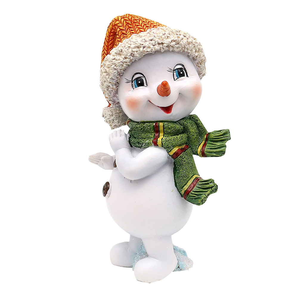 Schneekind mit Mütze & Schal orange 8x6,8x14,5 cm