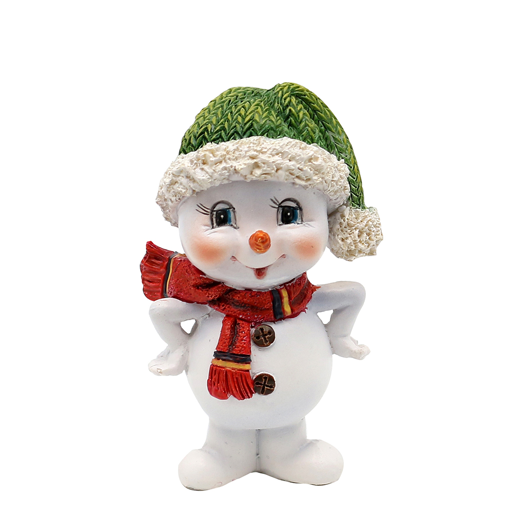 Schneekind mit Mütze & Schal grün 4,7x4,7x8 cm