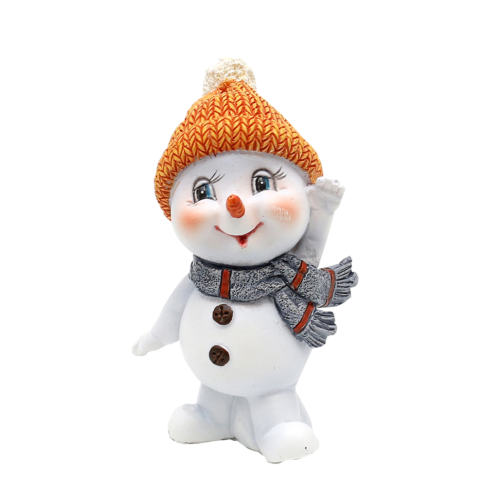 Schneekind mit Mütze & Schal orange 4,7x4,7x8 cm