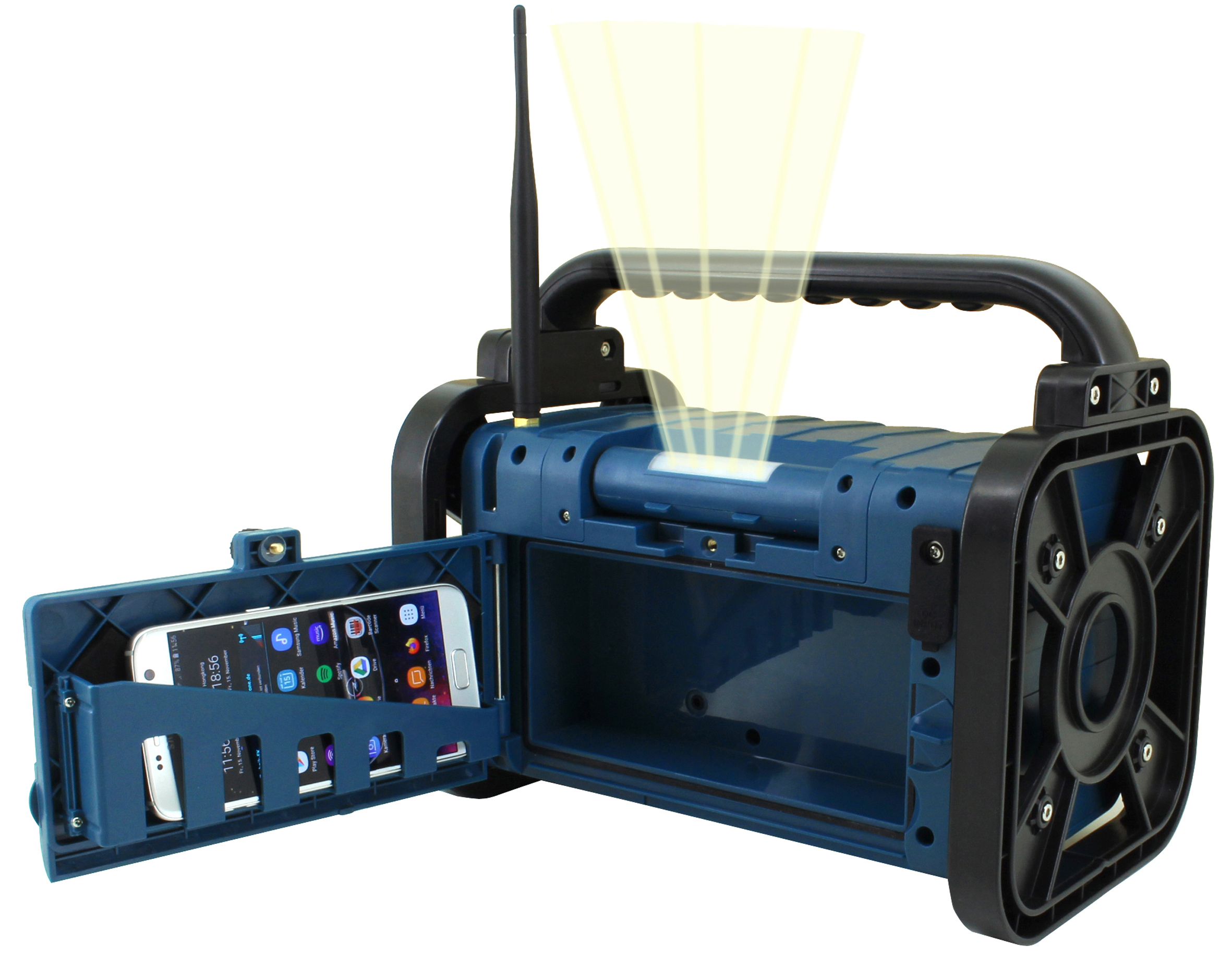 Soundmaster DAB85BL Stereo DAB+/UKW Baustellen-/Gartenradio mit Bluetooth®, LED-Arbeitsleuchte & Li-Ion Akku  - Bild 1