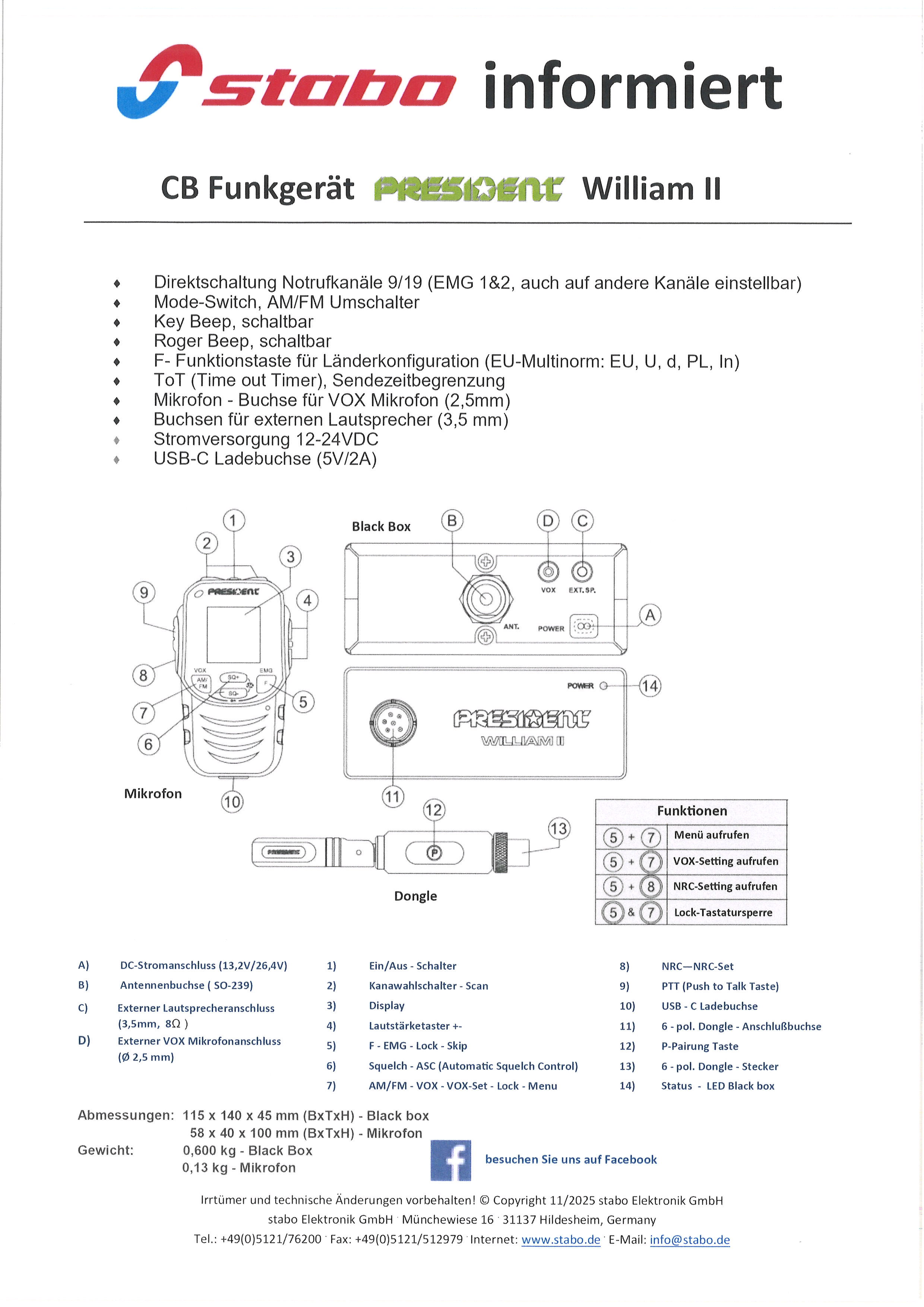 President William II Black Box CB Funkgerät mit Bluetooth Mikrofon  *** ab sofort lieferbar *** - Bild 9