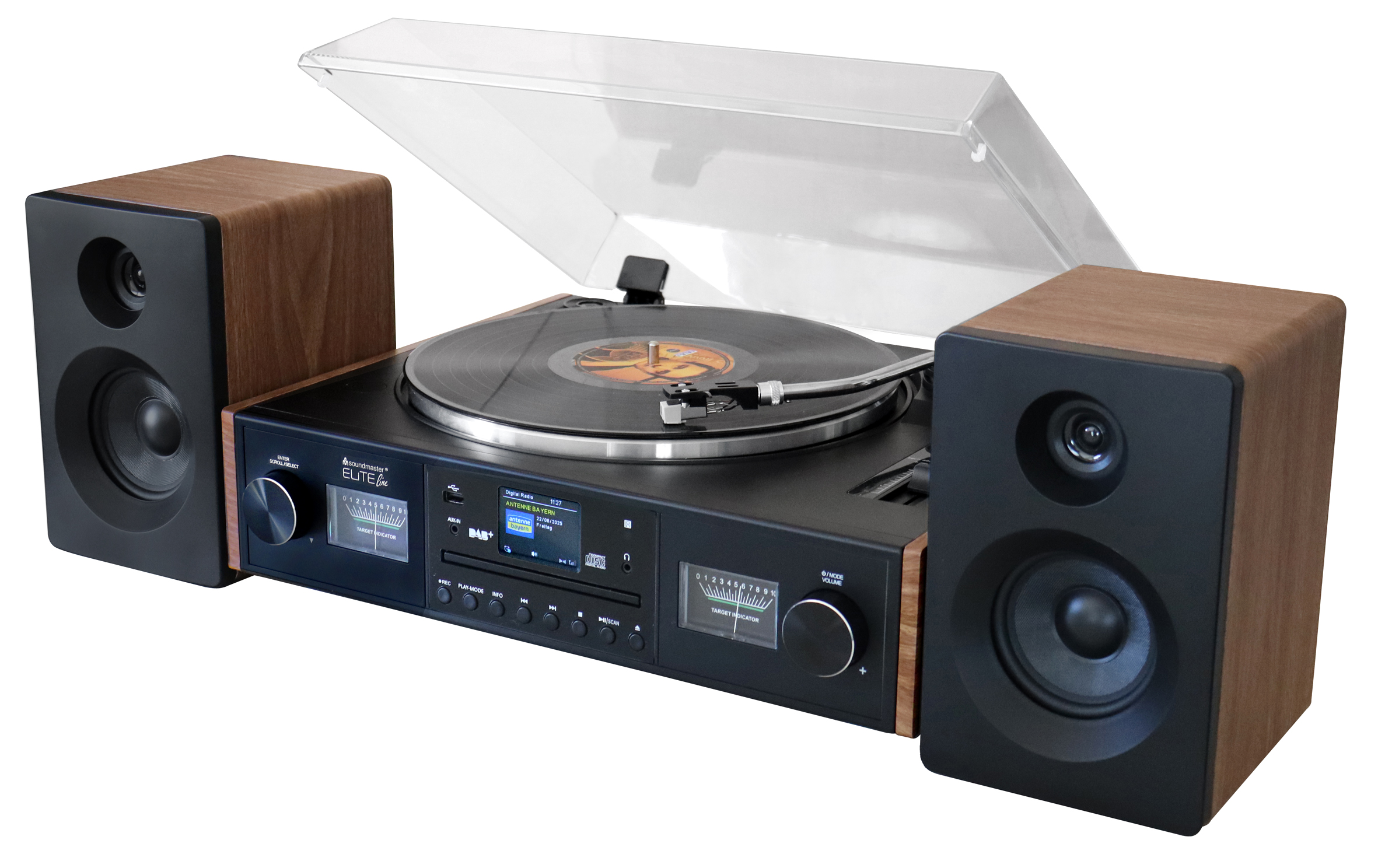 Retro HiFi Anlage mit Plattenspieler, DAB+/UKW Radio, CD/MP3, USB, Bluetooth® X