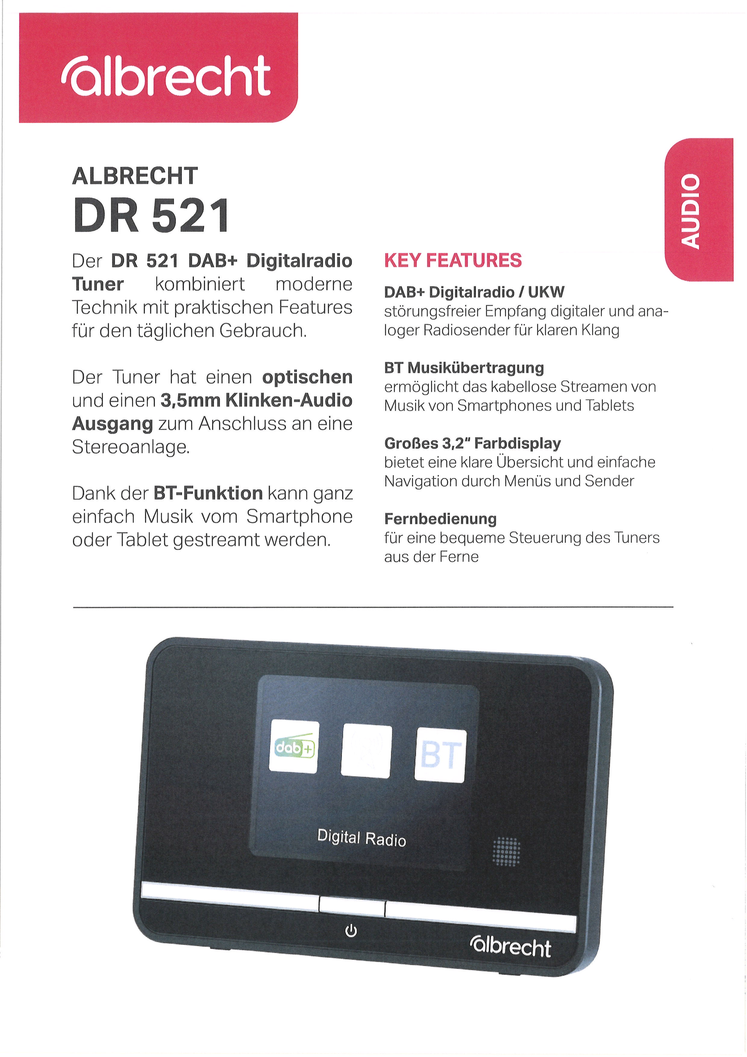 Albrecht DR 521 DAB+/UKW/Digitalradio-Tuner mit BT Funktion X - Bild 4