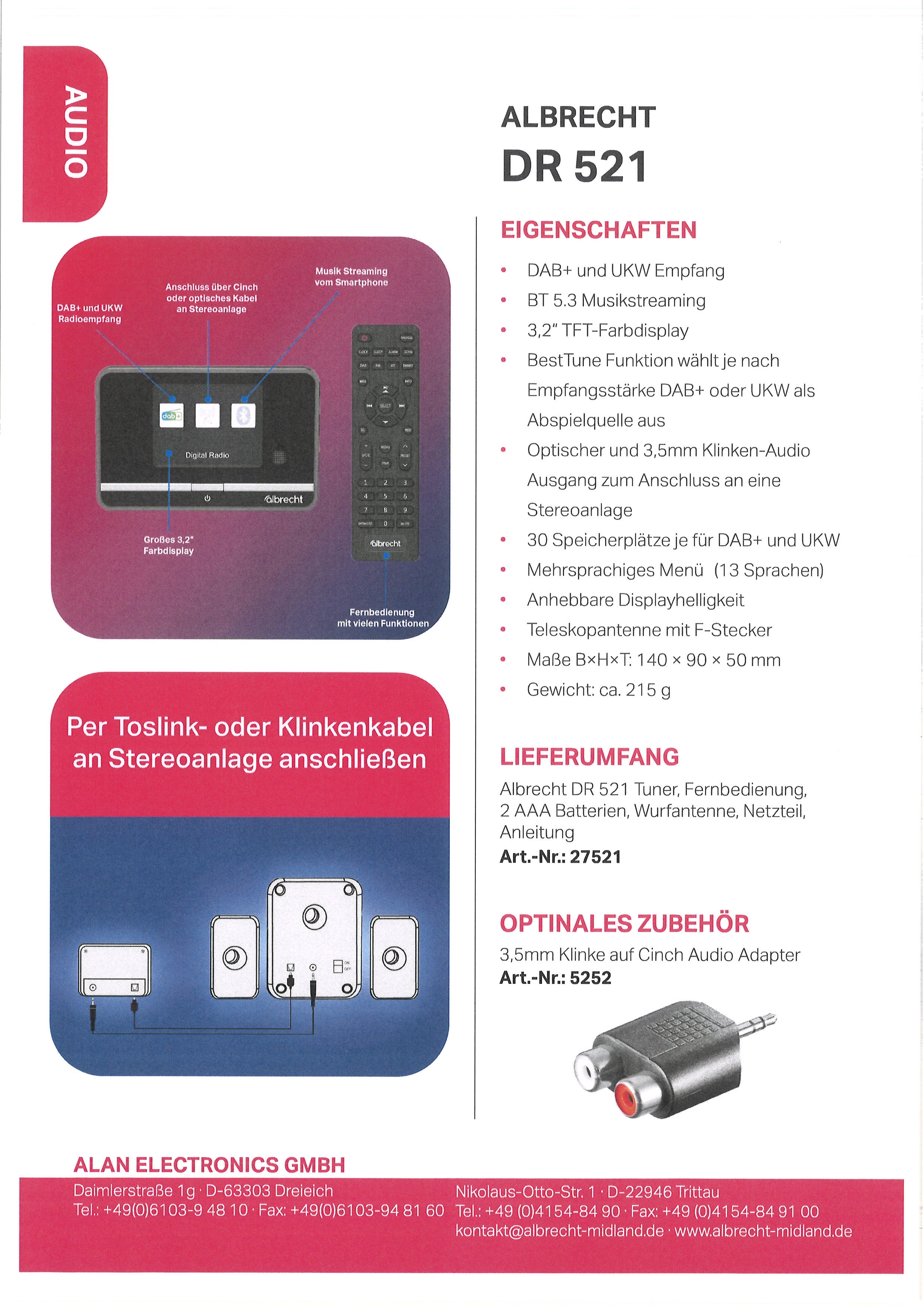 Albrecht DR 521 DAB+/UKW/Digitalradio-Tuner mit BT Funktion X - Bild 5