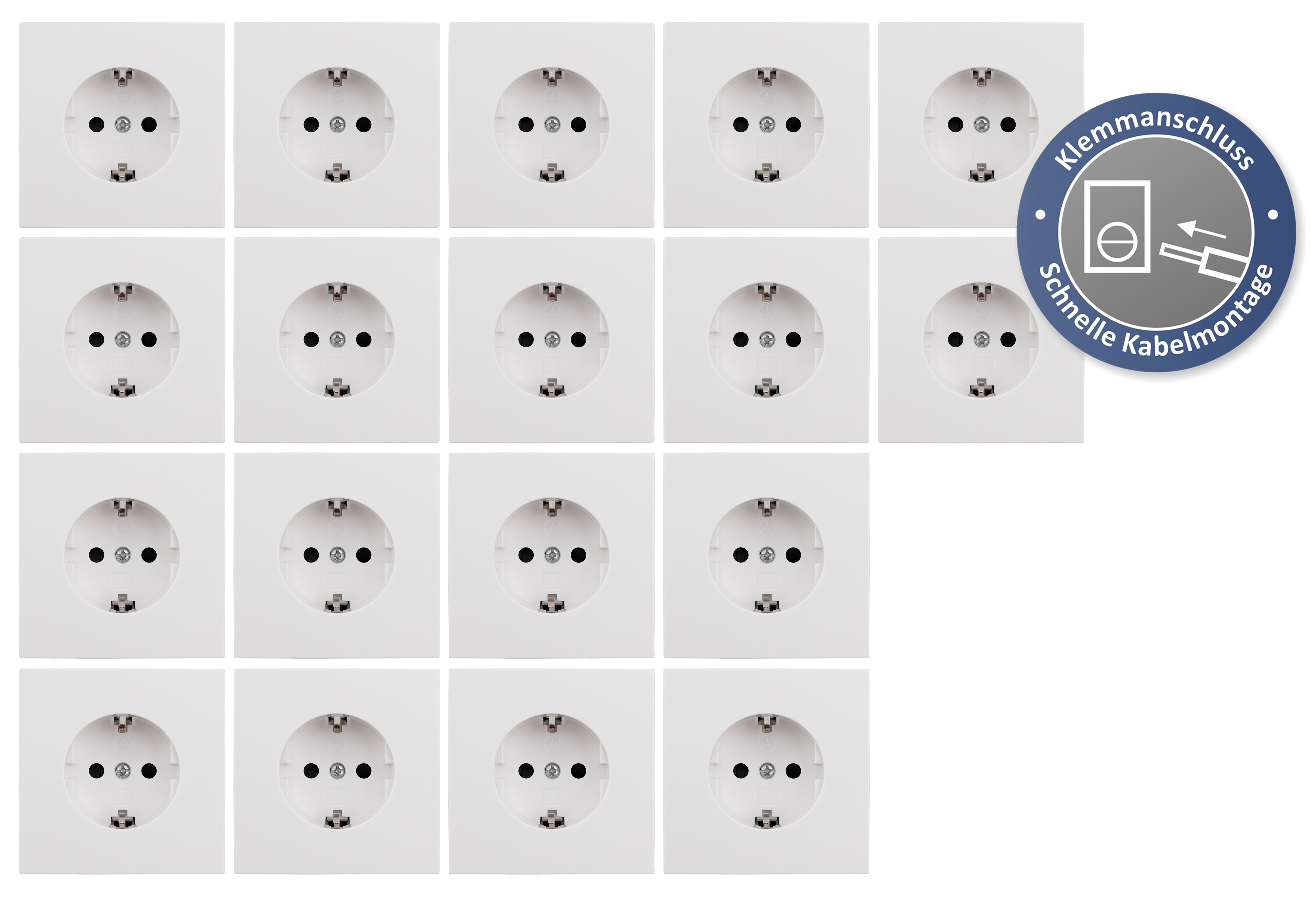 B-Ware Schutzkontakt-Steckdose McPower "Shallow" 18er-Pack WS