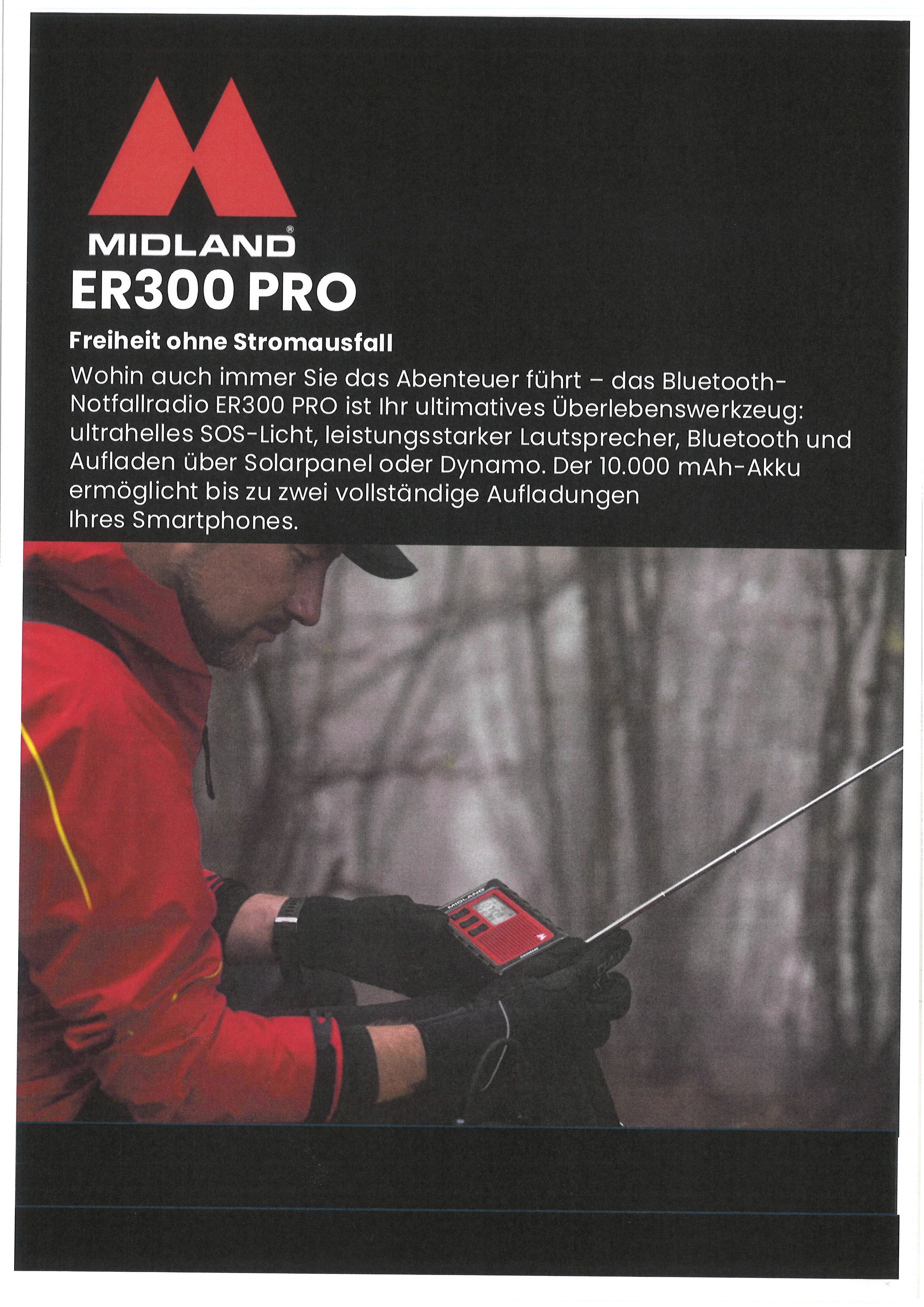  Midland ER 300 Pro Kurbelradio UKW, SOS, Lampe, Solar, PowerBank, Musik Streaming X - Bild 6