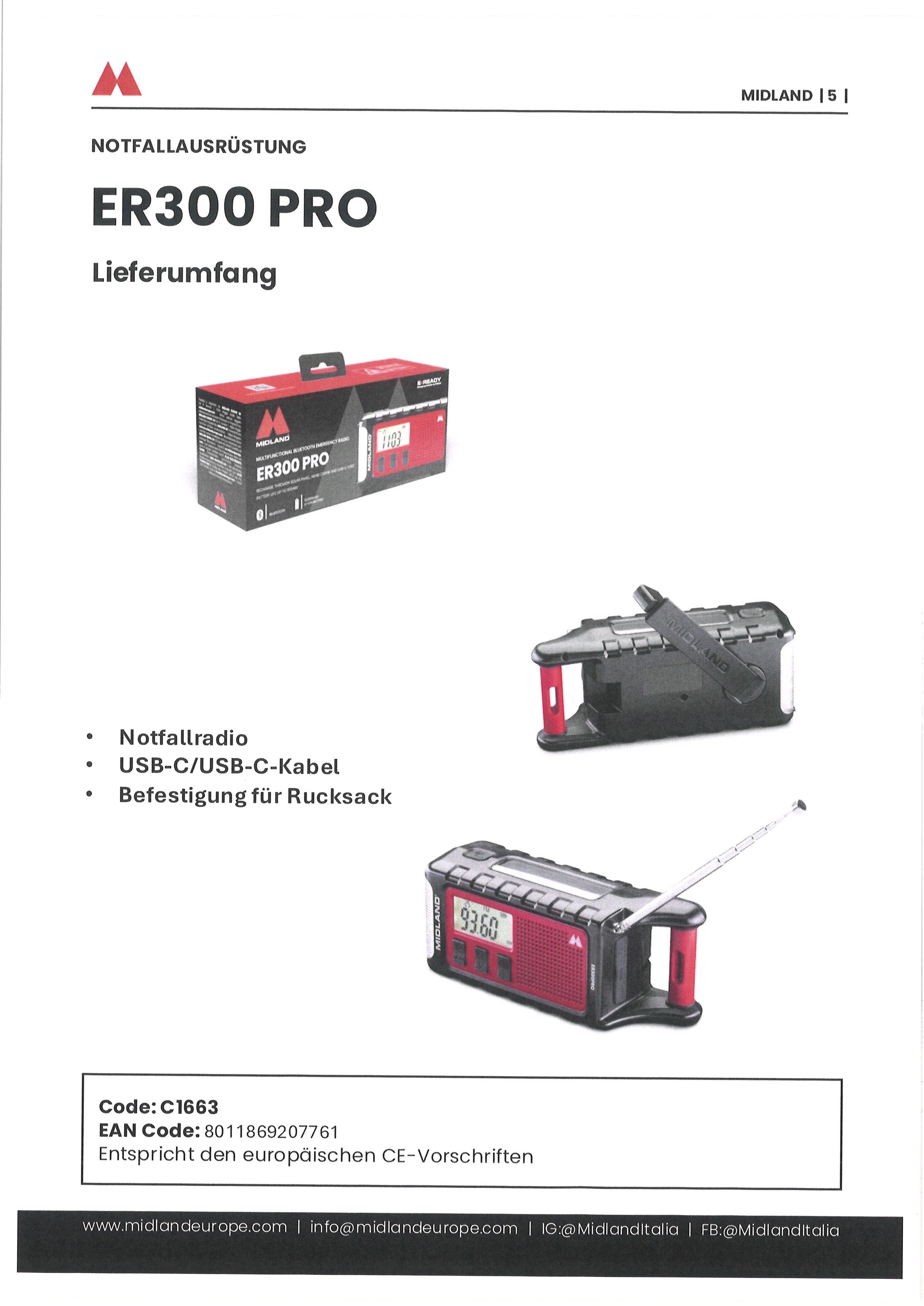  Midland ER 300 Pro Kurbelradio UKW, SOS, Lampe, Solar, PowerBank, Musik Streaming X - Bild 10