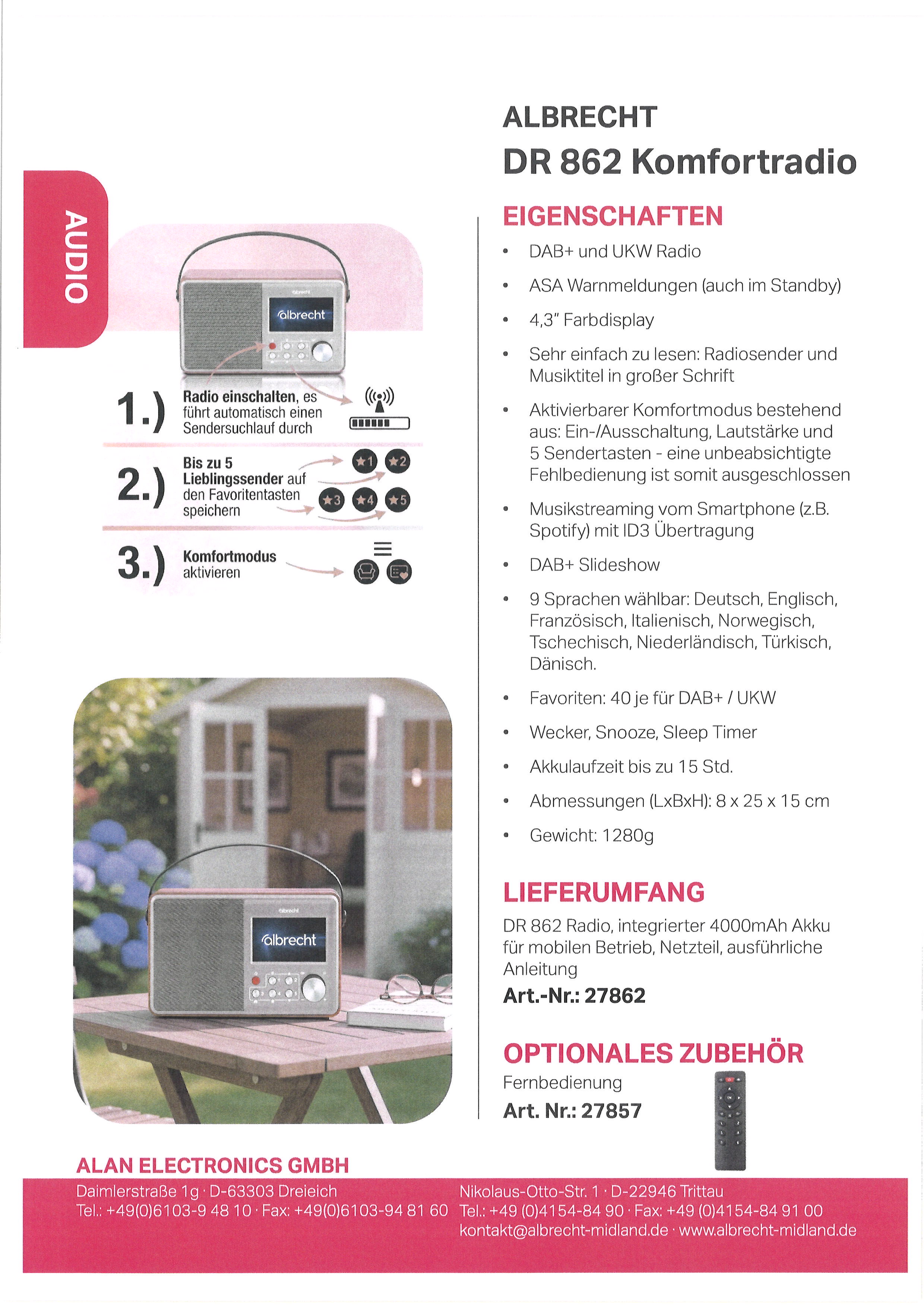  Albrecht DR 862 - das bedienerfreundliche Digitalradio ASA, DAB+/UKW, 4,3" Farbdisplay, inkl. 4000mAh Akku X - Bild 7