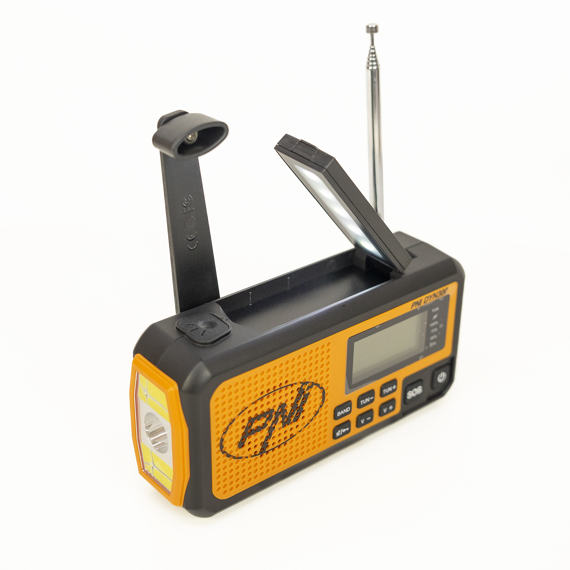 Tragbares Kurbelradio mit Dynamo, Solarladung, Taschenlampe, Powerbank 4000 mAh, SOS,  - Bild 5