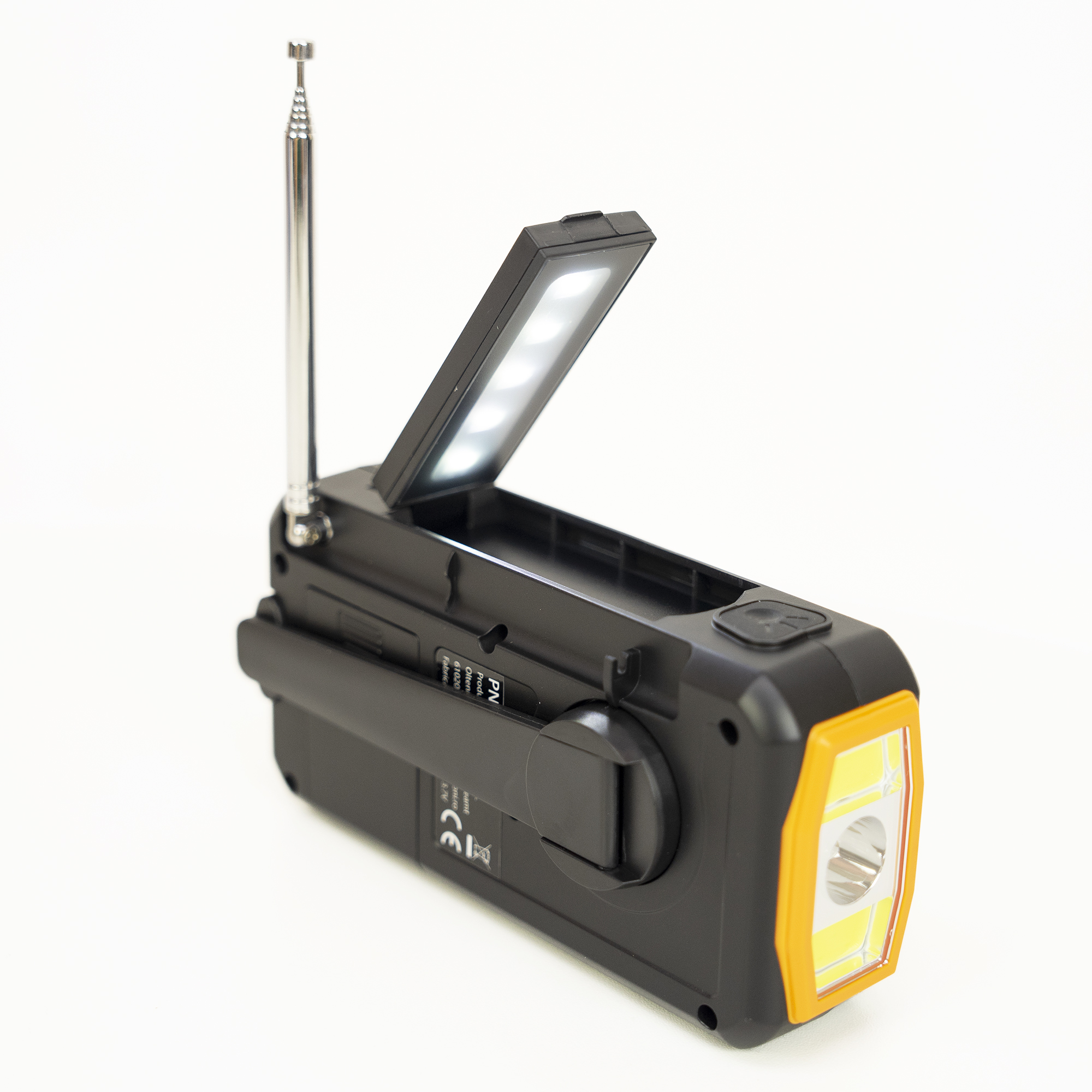 Tragbares Kurbelradio mit Dynamo, Solarladung, Taschenlampe, Powerbank 4000 mAh, SOS,  - Bild 6