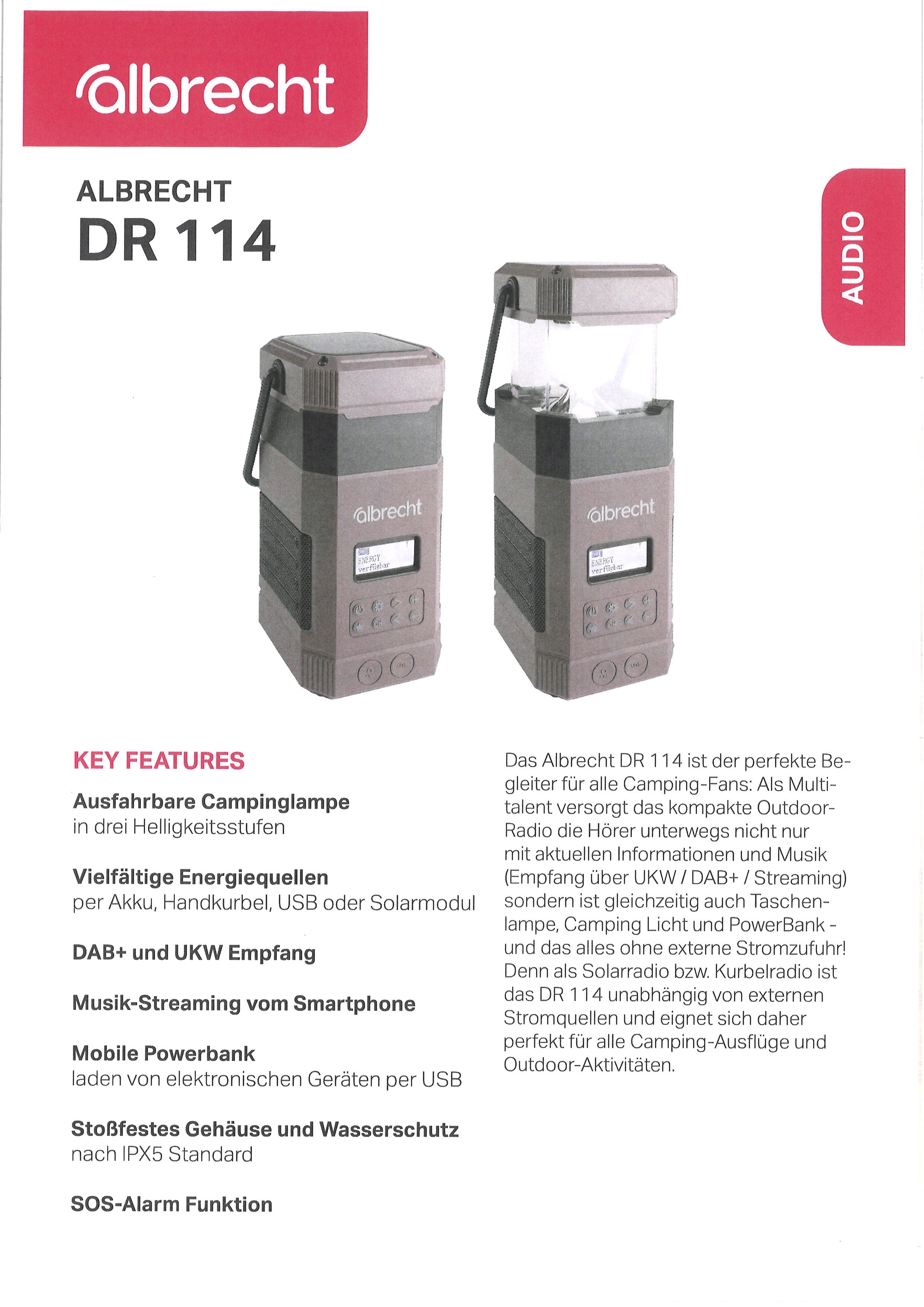 Albrecht DR 114 DAB+ Outdoor-Radio mit Camping-Lampe  - Bild 7