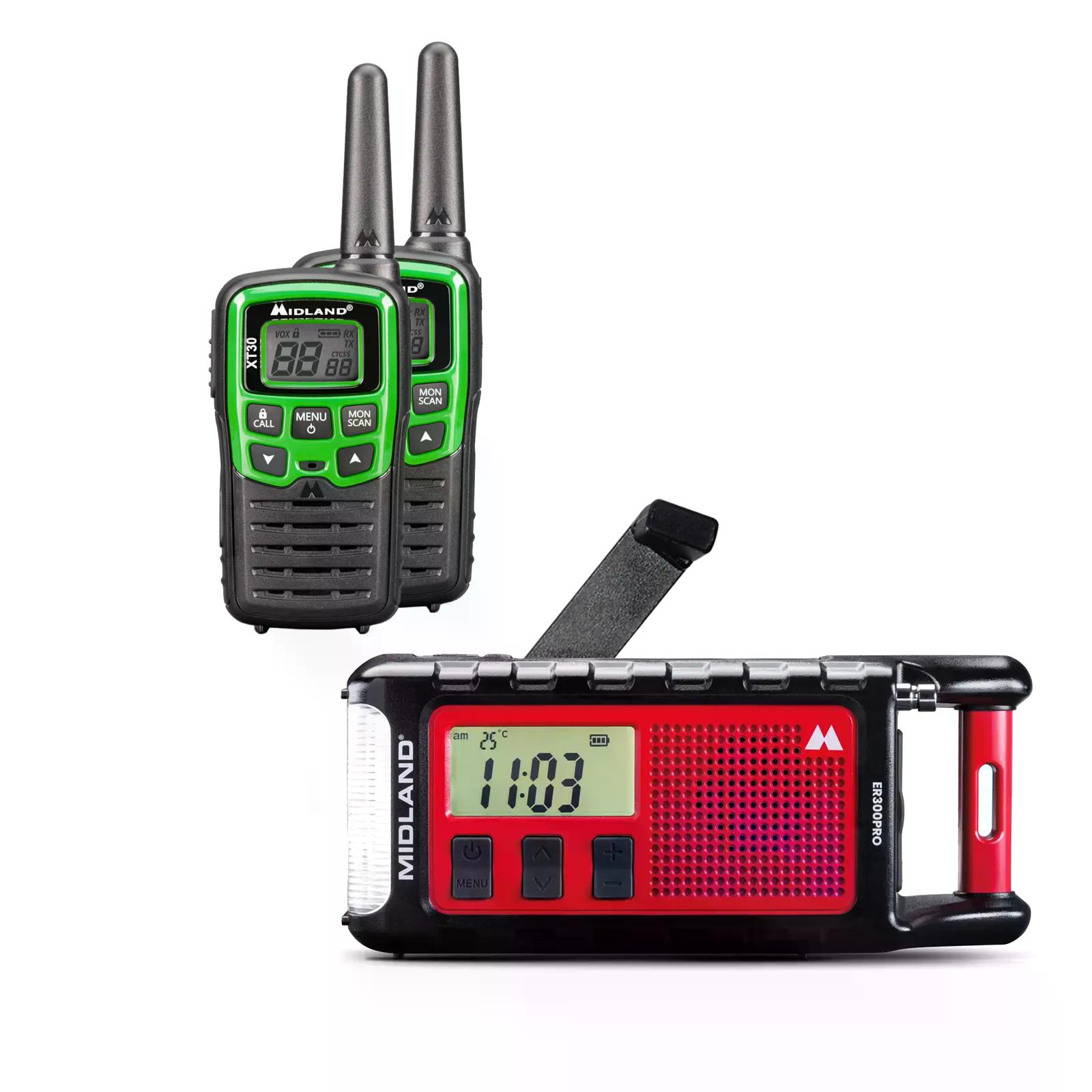 Midland PMR Basic Notfall-Set: Kurbelradio + 2 XT 30 Funkgeräte