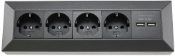 4-fach Steckdosenblock+2x USB, anthrazit  - Bild 1