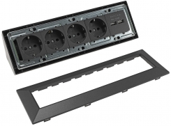 4-fach Steckdosenblock+2x USB, anthrazit  - Bild 3
