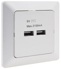 Milos WE 2-fach USB-Ladedose, weiß matt X 