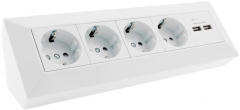 Steckdosenblock 4-fach +2xUSB weiß