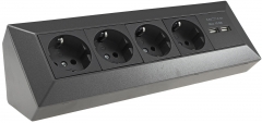 4-fach Steckdosenblock+2x USB, anthrazit 