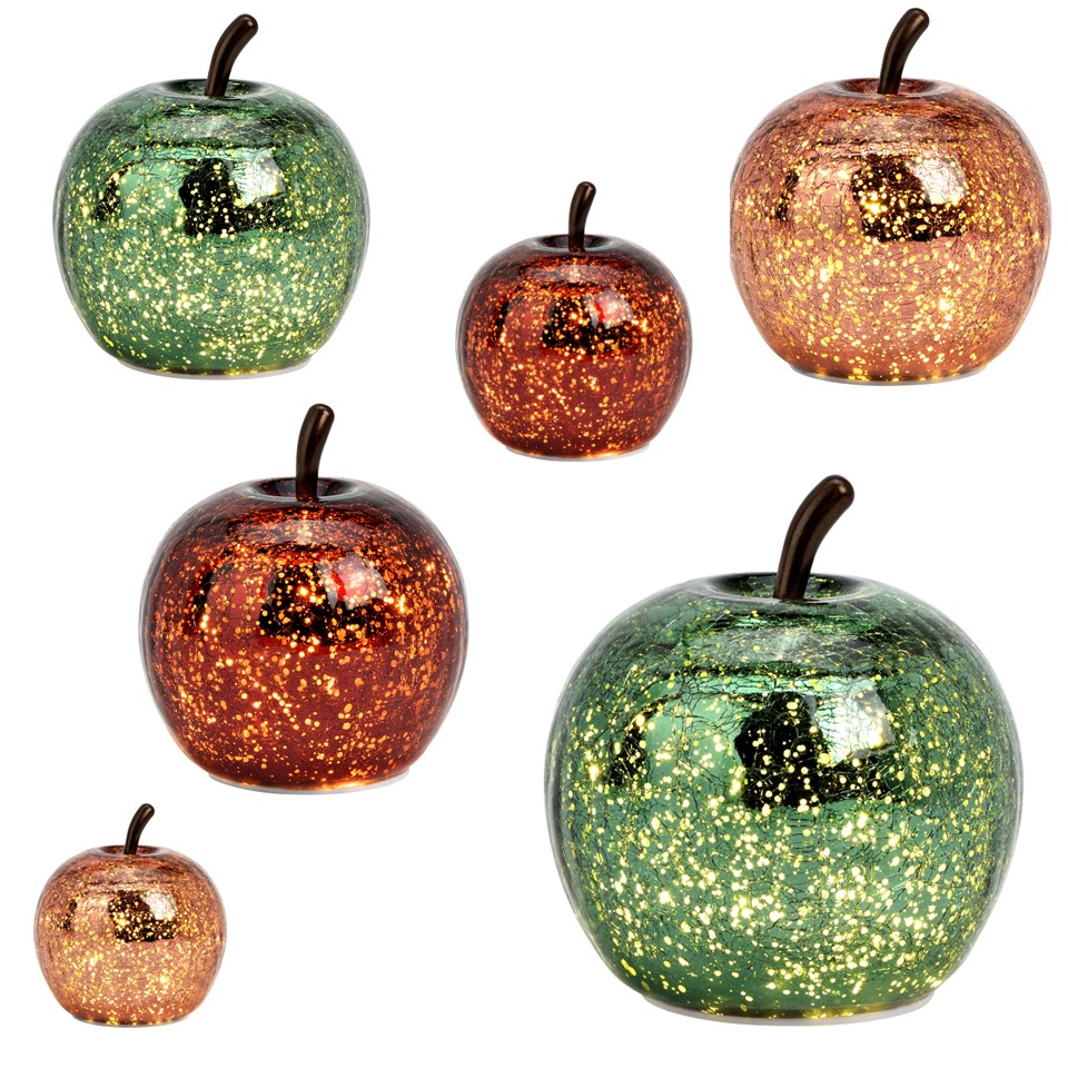 DEKO Glas Äpfel metallic 